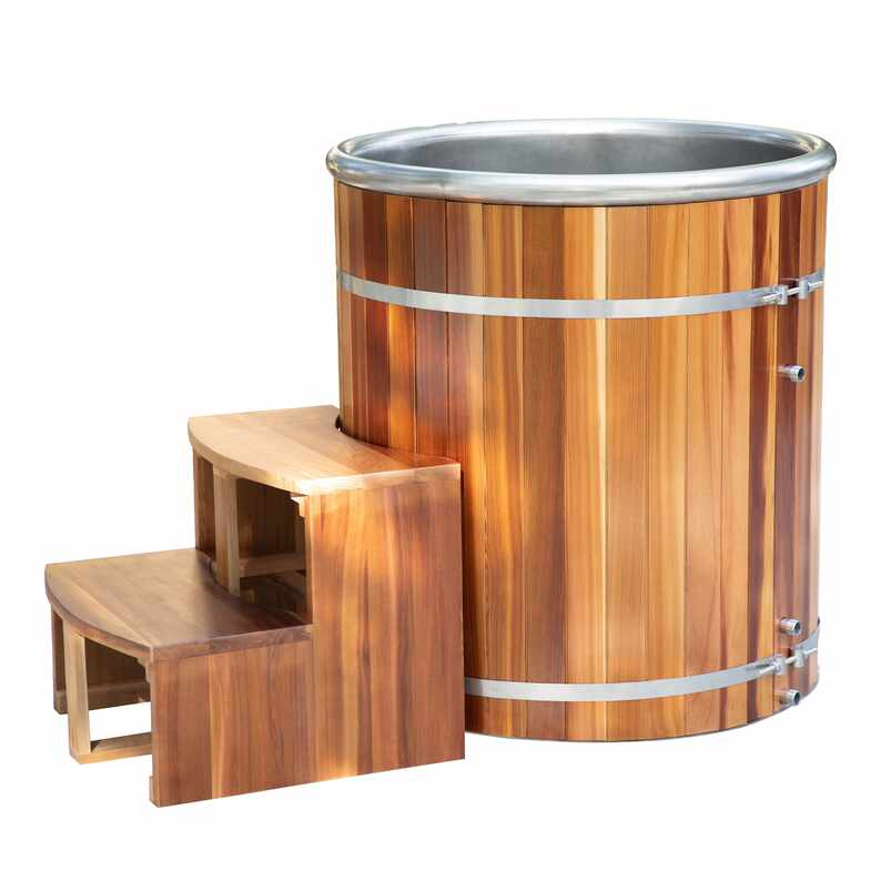 Bồn tắm phục hồi nhỏ gọn bằng gỗ tuyết tùng đỏ tròn Bồn tắm phục hồi nhỏ gọn bằng gỗ tuyết tùng đỏ tròn
